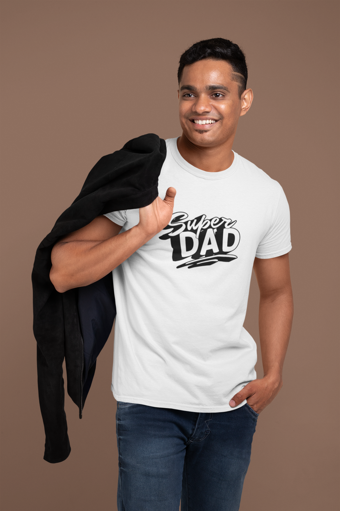 Super Dad Bold Script Tee - White